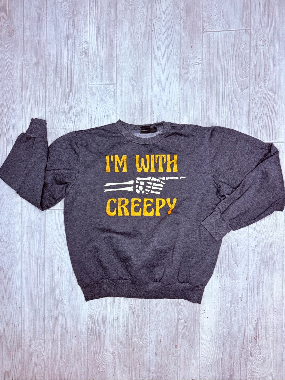 Mad engine I’m with creepy long sleeve sweater sweatshirt xl shirt Halloween